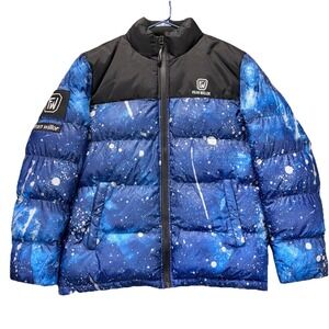 Fran Willor Paint splatter puffer jacket women's large‎ Multicolor Gorpcore NEW